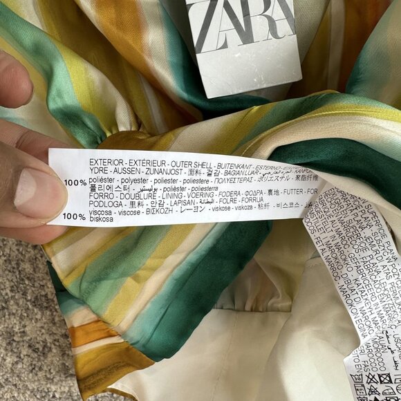 Zara Crop Top Womens XS Multicolor Striped Blouse Long Sleeve V Neck New Tag - Picture 4 of 7